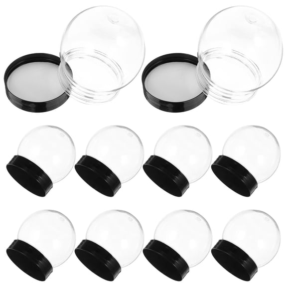 HAMPPLIES 10Pcs DIY Plastic Snow Globe Craft Kit with Transparent Globe and Black Base for Decor