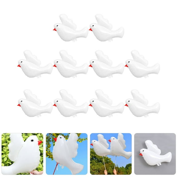 HAMPPLIES 10Pcs Dove Shape Balloon for Funeral and Home Decoration in White Aluminum Foil