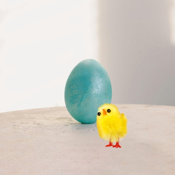HAMPPLIES 10Pcs Yellow Easter Chick Decor Flocking Adorable Chicken Ornament for Home