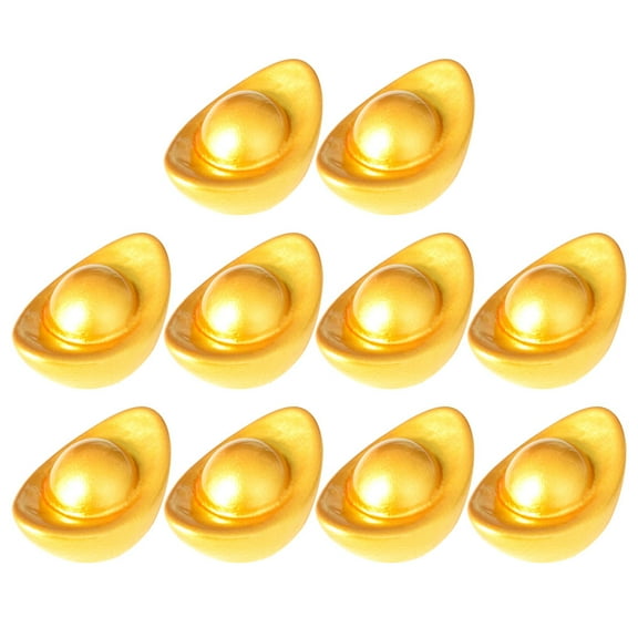 HAMPPLIES 10Pcs Golden Desktop Yuan Bao Statue Home Accessories Wealth Symbol 2.00X1.20X1.20cm