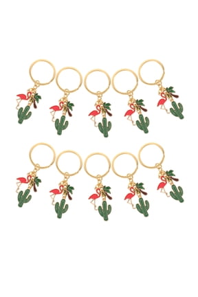 10Pcs Summer Hawaiian Keychain Multi Color Tropical Luau Party Favor Charm