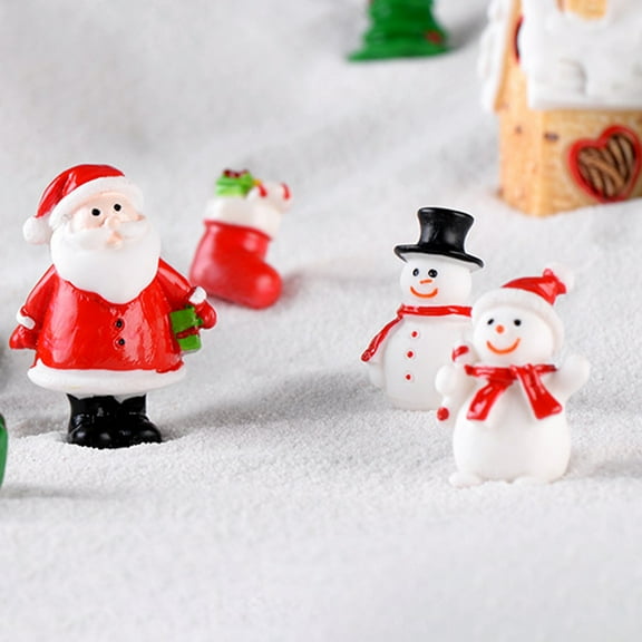 HAMPPLIES 10Pcs Mini Snowman Figurine Resin Christmas Mini Ornament for Party Favors
