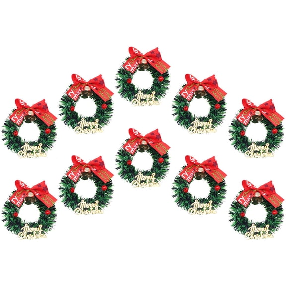 HAMPPLIES Mini Craft Wreaths Mini Christmas Wreaths Green Plastic 10Pcs