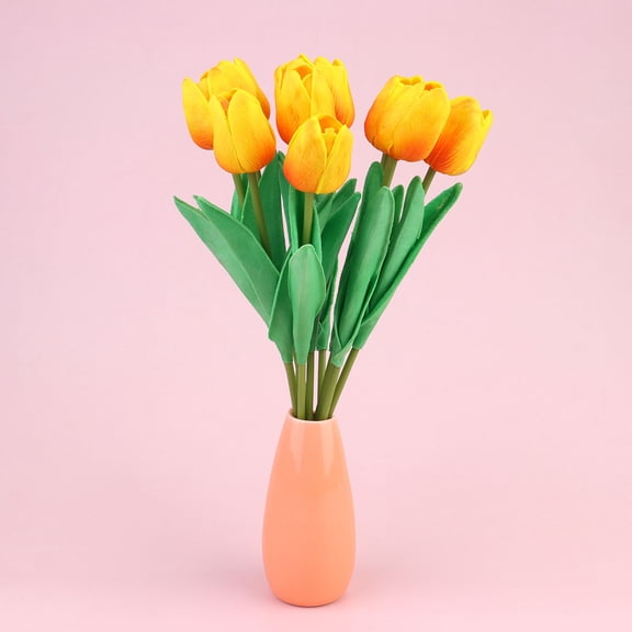 HAMPPLIES 10Pcs Multi Color PU Tulips Fake Bouquet for Home Decoration Desktop Ornaments