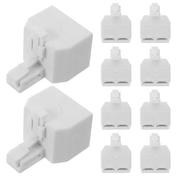 HAMPPLIES 10Pcs Rj11 Phone Line Splitter Adapter 1 Male to 2 Female White Dual Port Telephone Jack for Home Office Use