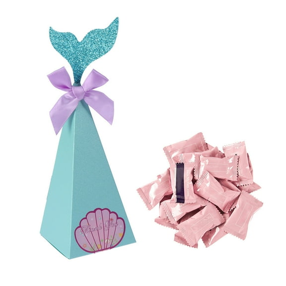 HAMPPLIES 10Pcs Set Conical Sky-Blue Paper Candy Box for Mermaid Theme Party Favors