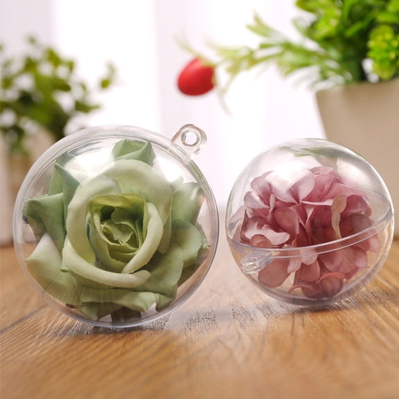 HAMPPLIES 10Pcs Small Clear Ornament Balls for Craft ABS Plastic Fillable Hanging Spheres Decorative 6x6x6cm