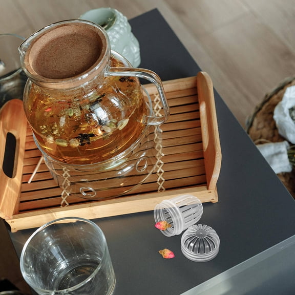 HAMPPLIES 10Pcs Transparent Tea Infuser Basket with Fine Strainer for Home and Office Use