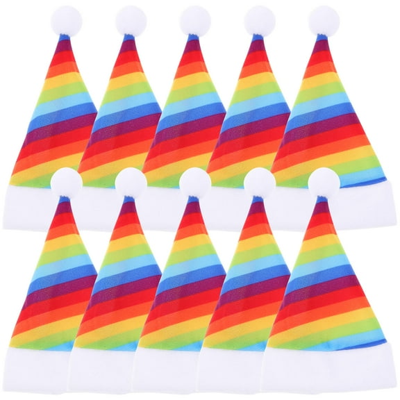 HAMPPLIES Tiny Hats Christmas Accessories Mini Santa Hats Rainbow Colors 10Pcs 4.32X2.75In
