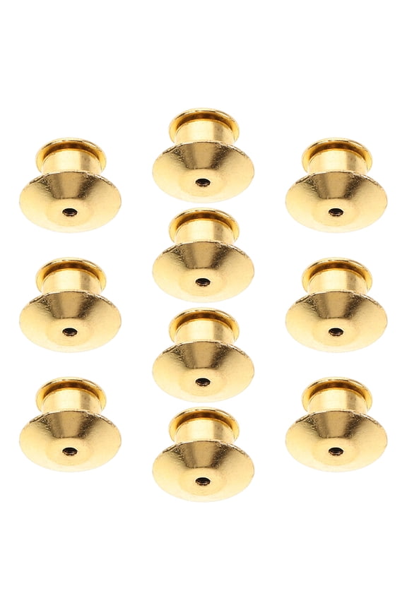 10Pcs Golden Metal Flat Locking Pin Backs Versatile Pin Fastening Lock for Office Meetings and School