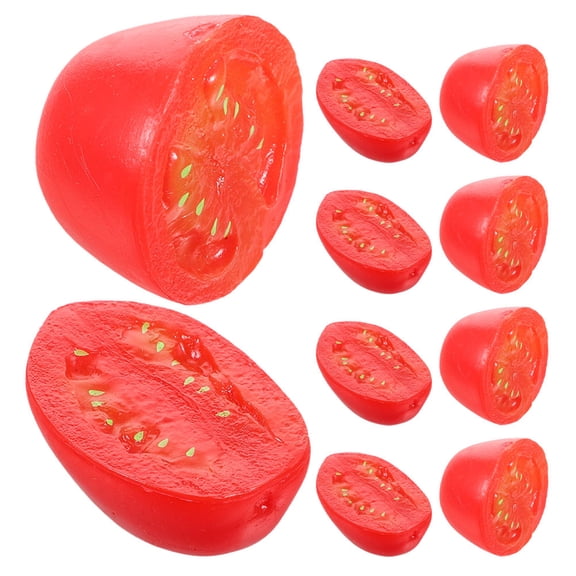 HAMPPLIES Set of 10 Artificial Half Cherry Tomatoes Red Faux Food Decoration for Home Kitchen Display