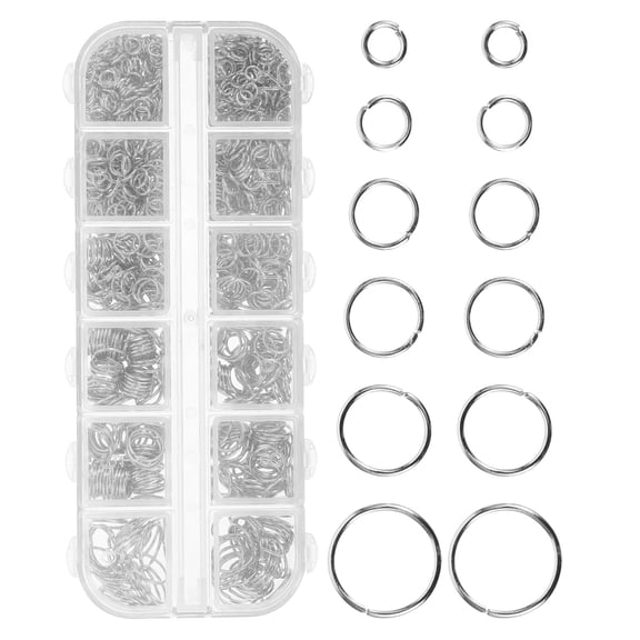 HAMPPLIES Sturdy Plated Silver Iron Jump Rings for Jewelry Making and Hand Crafts 1200Pcs