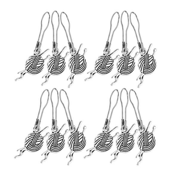 HAMPPLIES Knitting Locking Stitch Markers Crochet Marker Metal Silver 12-Pcs 1.50X0.39X0.12In