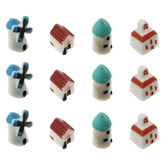 HAMPPLIES 12Pcs Miniature Windmill House Figurines Assorted Color for Collectors and Hobbyists 0.98x0.2x0.2in