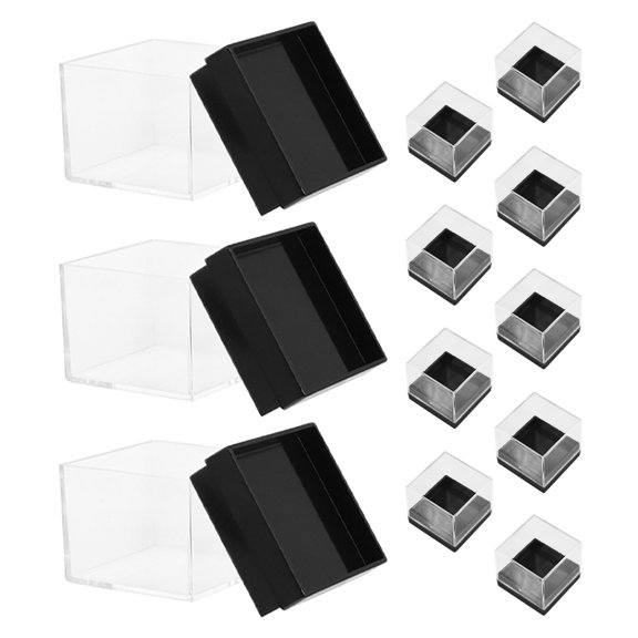 HAMPPLIES 12Pcs Multi Color Plastic Mineral Sample Display Boxes with Transparent Viewing Design