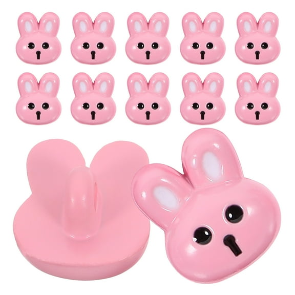 HAMPPLIES 12Pcs Pink Resin Rabbit Shaped Buttons for Easter Crafts and Childrens Clothing Accessories