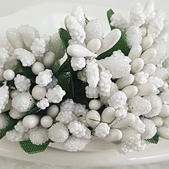 HAMPPLIES Lifelike Simulation Berries White Fake Fruit for Wedding and Office Decor