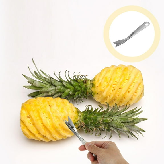 HAMPPLIES Fruit Cutting Tool Stainless Steel Pineapple Peeler Fork Silver 12pcs