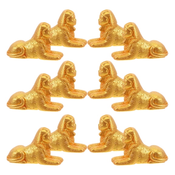 HAMPPLIES 12Pcs Egyptian Figurines Golden Resin Sphinx Statues For Home Display Terrarium Decorations