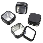 HAMPPLIES Empty Iron Candle Boxes Black Transparent Lid Organizer 16Pcs