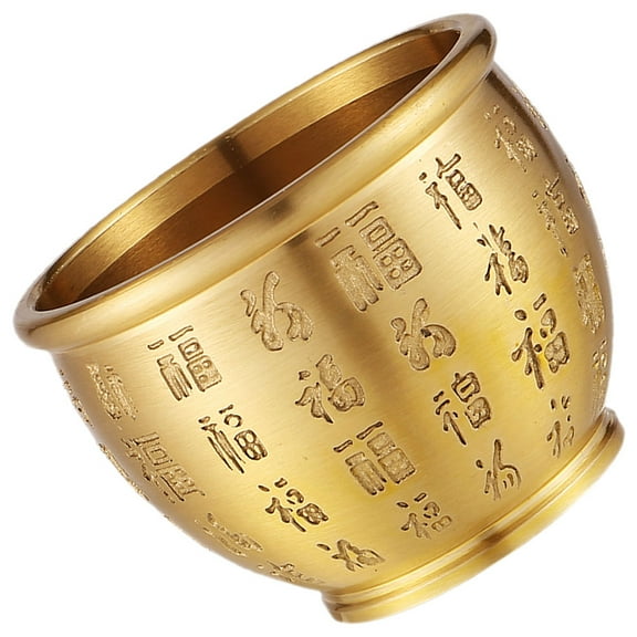 HAMPPLIES Golden Brass Offering Bowl for Outdoor with Delicate Details and Bright Color 3.5 Inches Diameter