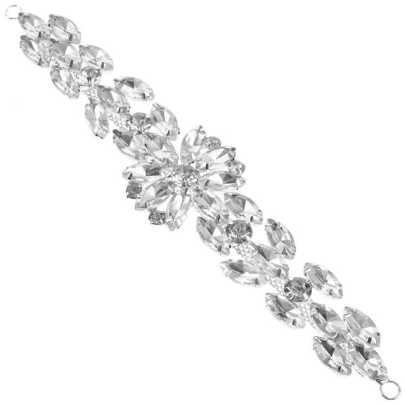 HAMPPLIES 1Pack Neckline Applique Rhinestone Appliques For Dresses Glass Silver Elegant Wedding Formal Events Accessory