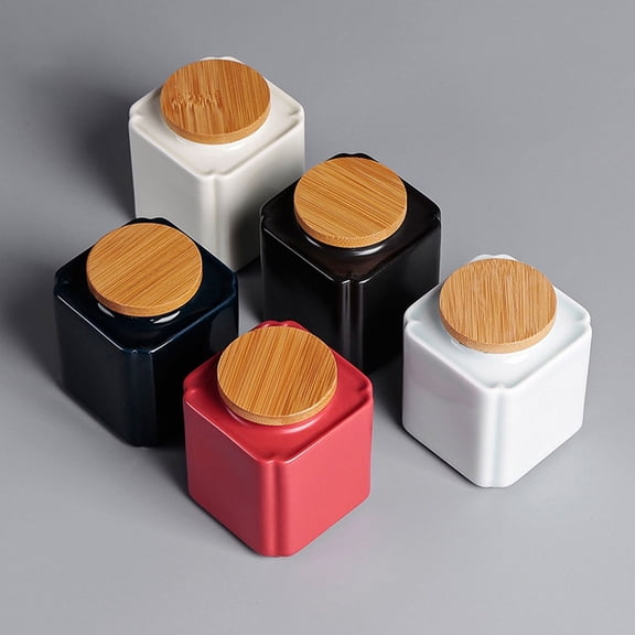 HAMPPLIES Ceramic Container Jar Tea Red Ceramic 1Pcs 3.1X2.7X2.7In