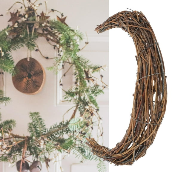 HAMPPLIES 1Pack Rattan Wreath Moon Form For Wreaths Crafting And Wall Hanging In Light Brown