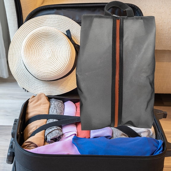 HAMPPLIES 1Pack Shoe Storage Bag for Travel Black Nylon TPU Composite Mesh - and Stain Protection