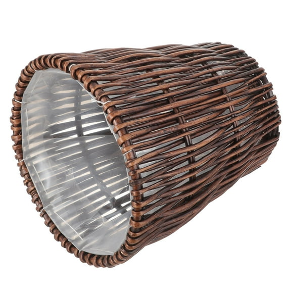 HAMPPLIES 1Pack Small Decorative Trash Brown 28x0.3937x25x0.3937in Rattan Woven Waste Basket