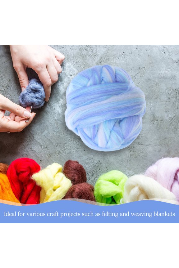 1Pack Soft Cotton Faux Wool Roving Yarn Multi Color for DIY Needle Felting Craft Projects