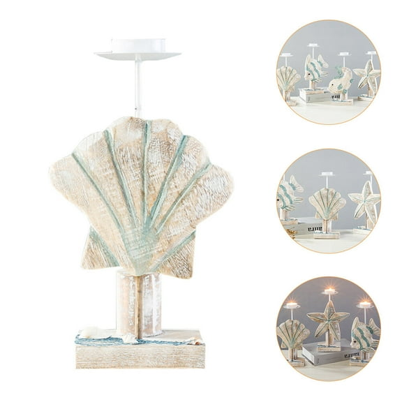 HAMPPLIES 1Pack White Plastic Shell Shaped Candlestick 13.8X7CM For Tabletop Adornment And Daily Decor