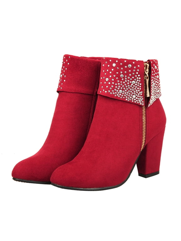 Red Short Wedding Boots with High Heels for Special Occasions