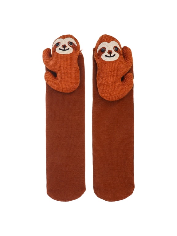 Cozy 3D Sloth Fuzzy Socks, Cute Animal Plush Warm Winter Socks for Cold Weather, Coffee Lounge Wear