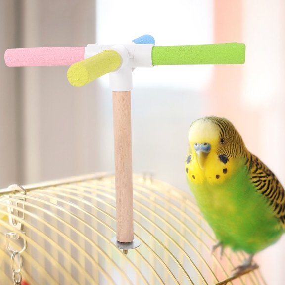 HAMPPLIES 1Pc Assorted Color Bird Perch Stand Rod with Safe Wood Material for Parrots