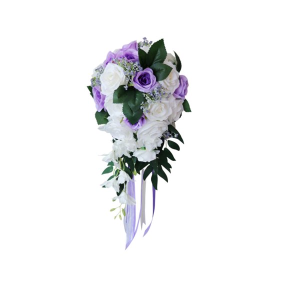 HAMPPLIES Multicolor Artificial White and Wedding Bride Bouquet 1 Pc