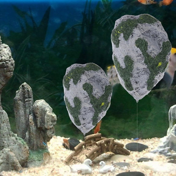 HAMPPLIES 1Pc Suspended Artificial Stone Decoration Green Aquarium Decor for Fish Tanks