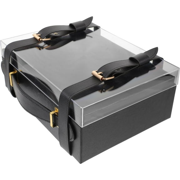 HAMPPLIES 1Pcs Acrylic present Box Black Rectangular Jewelry Packaging Box Multi Functional 23x17x9In