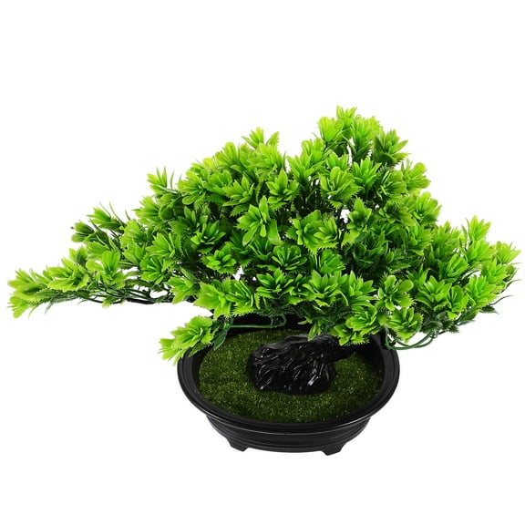 HAMPPLIES 1Pcs Artificial Welcome Pine Bonsai Green Plastic Miniature Tree for Room Decoration Zen Style