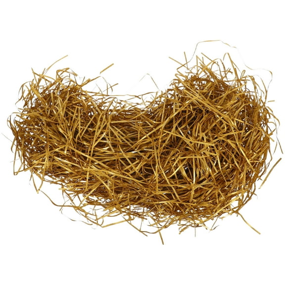 HAMPPLIES 1Pcs Golden Plastic Raffia Paper Shreds Filler Paper Shredded For Baskets And Boxes 9.8x5.1x3.7in