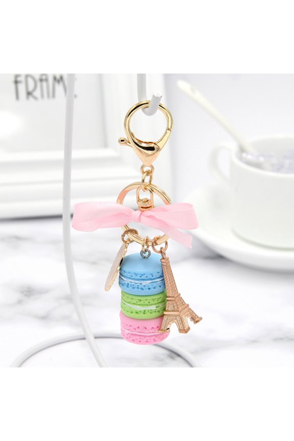 1Pcs Keychain Macarons Model Shape Metal Resin Pendant Decoration for Purse Bag Backpacks Keys Accessories