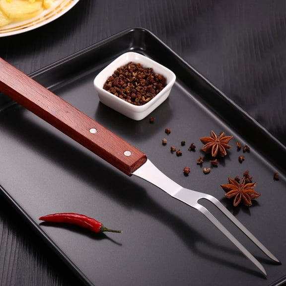 HAMPPLIES 1Pcs Meat Cooking Utensil For Family Cooking With Stainless Steel Wood Curved Anti-Scald Handle