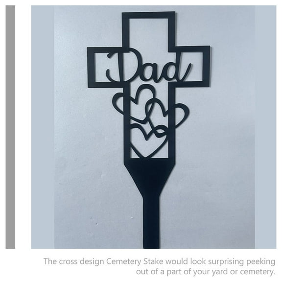 HAMPPLIES 1Pcs Memorial Cross Grave Site Decoration Cemetery Adornment for Family 11.8x5.9in