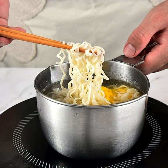 HAMPPLIES Stew Pot with Handle Mini Sauce Pot Silver 1Set 10.2X4.9In