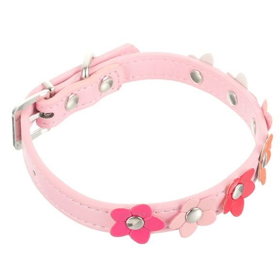 HAMPPLIES 1Pcs Pink Pu Adjustable Retro Style Collar for Pet Dogs and Cats with Square Buckle Safe to Use