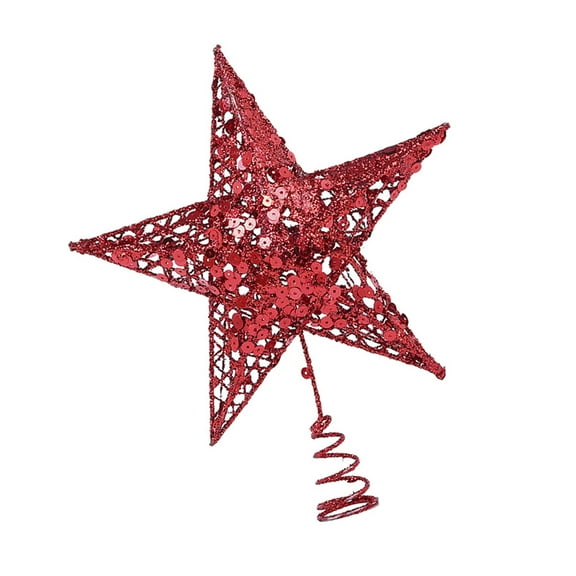 HAMPPLIES 1Pcs Red Iron Christmas Star Tree Topper for Festive and Party Use