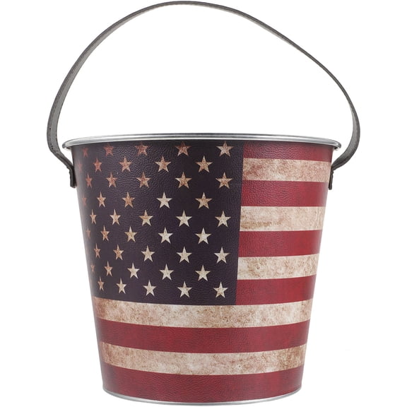HAMPPLIES 1Pcs Red Iron Leather Ice Cube Bucket for Parties with Cooling Function Round Edges Retro Design