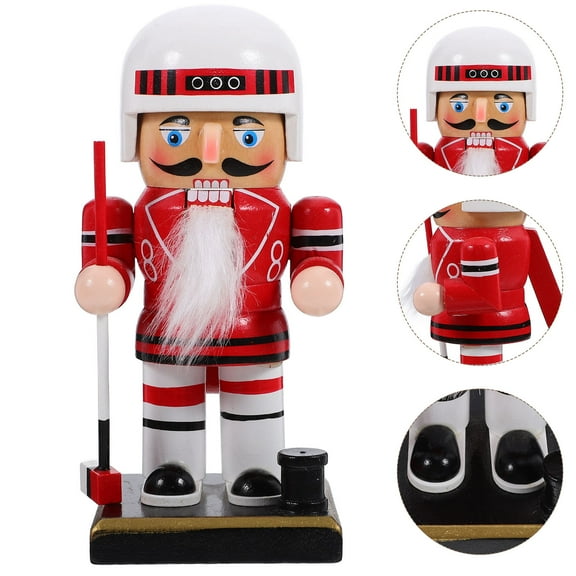 HAMPPLIES 1Pcs Red Wood Nutcracker Statue for Christmas and Anniversaries