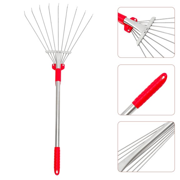 HAMPPLIES 1Pcs Retractable Handle Rake for Soil Loosening and Weeding 28.7x12.2x1.6in