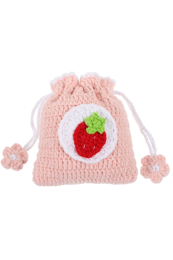Small Crochet Drawstring Purse for Women, Storage Bag, Lightweight and Portable